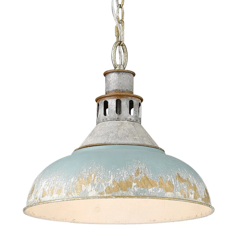 Golden Lighting Kinsley 1-light Pendant in Antique Teal shade — Golden Lighting LED Pendant Lights  