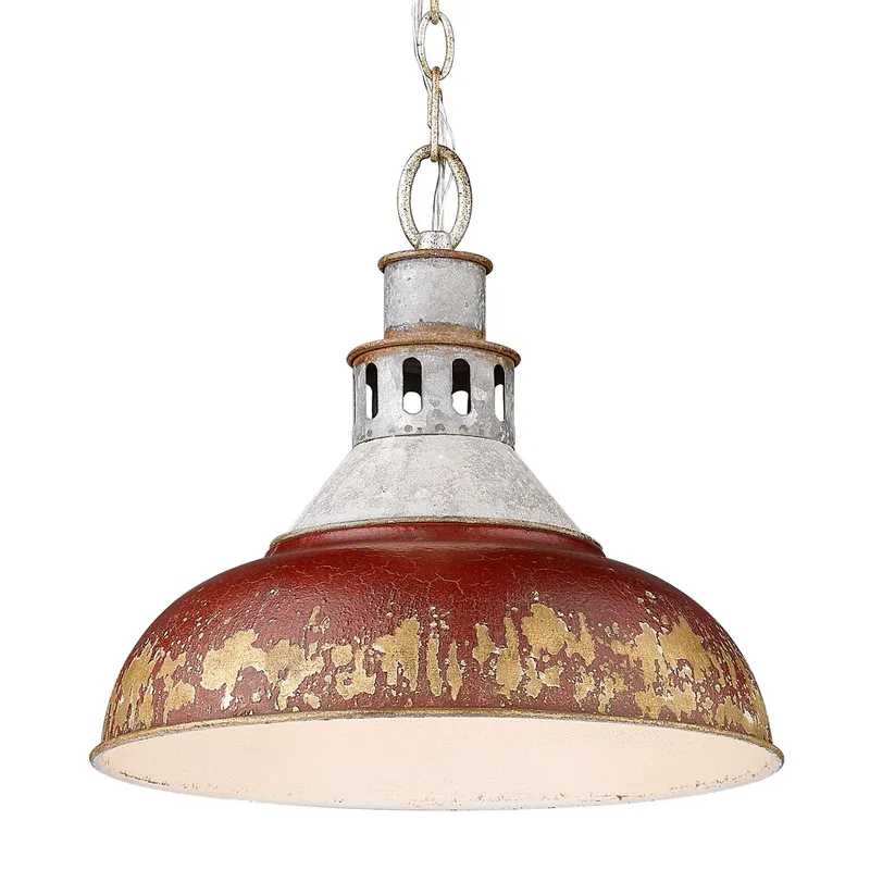 Golden Lighting Kinsley 1-light Pendant in Antique Red shade — Golden Lighting LED Pendant Lights  