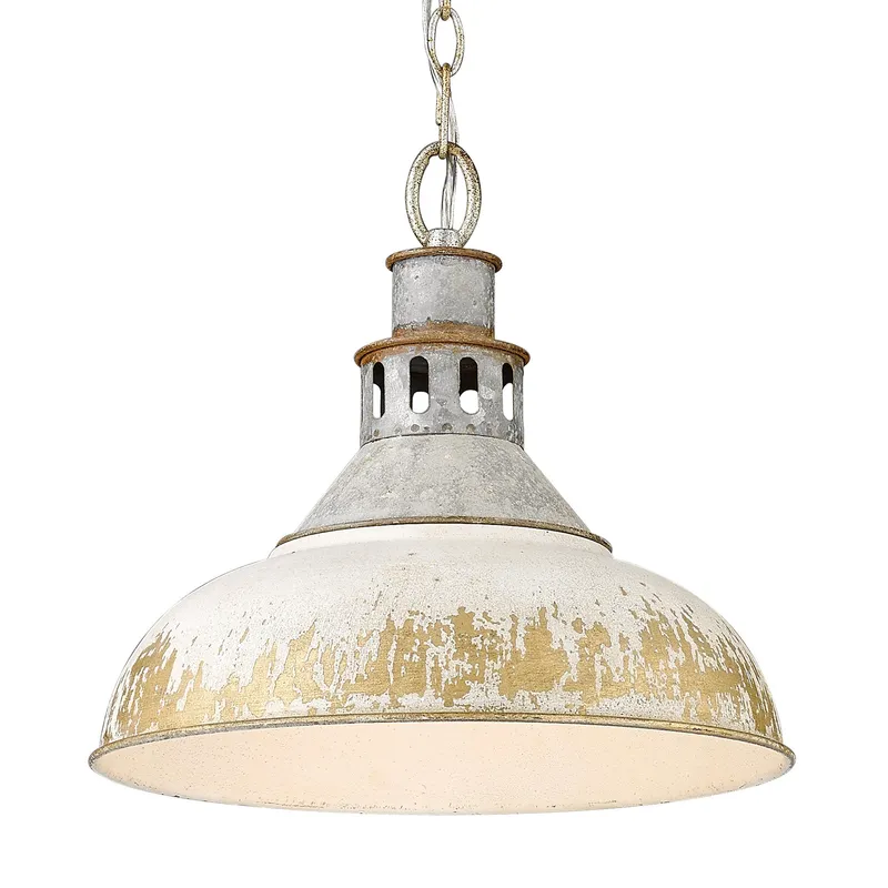 Golden Lighting Kinsley 1-light Pendant in Antique Ivory shade — Golden Lighting LED Pendant Lights  