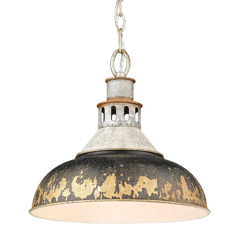 Golden Lighting Kinsley 1-light Pendant in Antique Black Iron shade — Golden Lighting LED Pendant Lights  