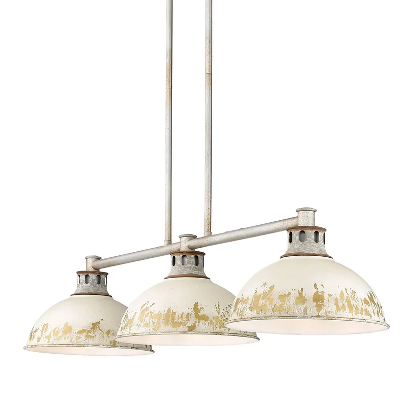 Golden Lighting Kinsley 3-light Island Light in Antique Ivory shade — Golden Lighting LED Pendant Lights  