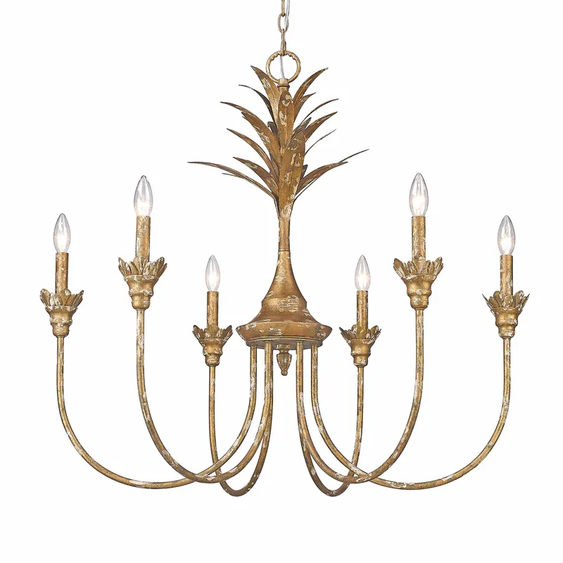 Golden Lighting Lillianne 6-light Chandelier in Heirloom Gold — Golden Lighting LED Pendant Lights 60.0W 