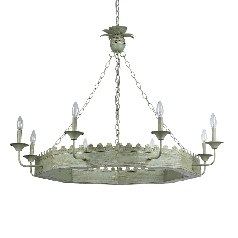 Golden Lighting Finley 8-light Chandelier in Vintage Sage — Golden Lighting LED Pendant Lights 60.0W 
