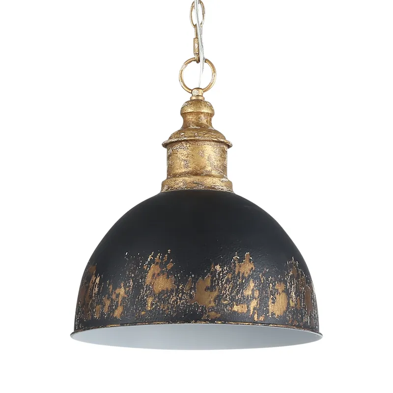 Golden Lighting Alison 1-light Pendant in Vintage Gold and Weathered Black Iron shade — Golden Lighting LED Pendant Lights 100.0W 