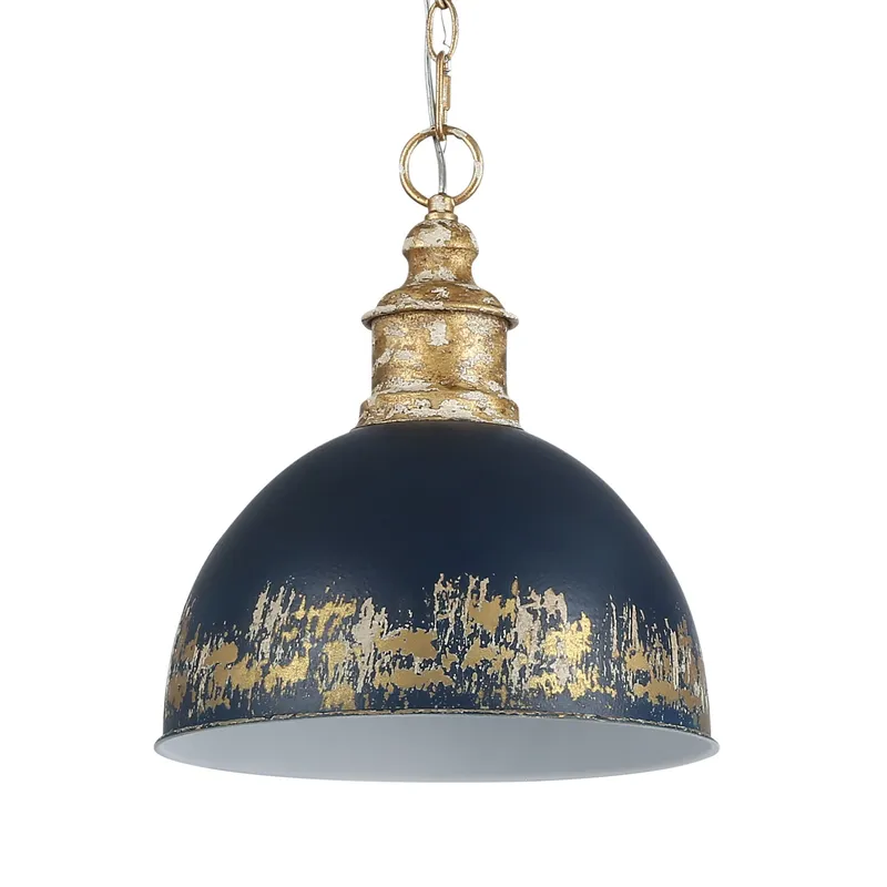 Golden Lighting Alison 1-light Pendant in Vintage Gold and Antique Matte Navy shade — Golden Lighting LED Pendant Lights  