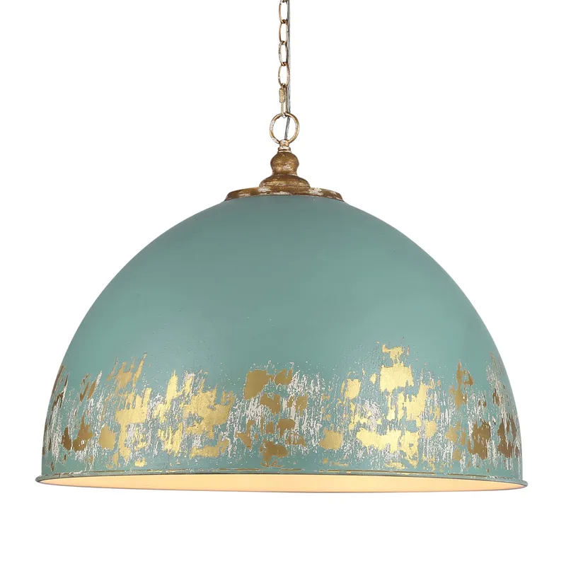 Golden Lighting Alison 8-light Pendant in Vintage Gold and Antique Teal shade — Golden Lighting LED Pendant Lights  