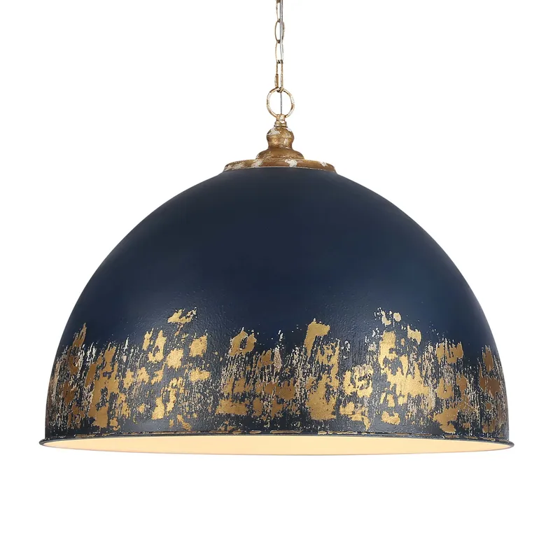 Golden Lighting Alison 8-light Pendant in Vintage Gold and Antique Matte Navy shade — Golden Lighting LED Pendant Lights  