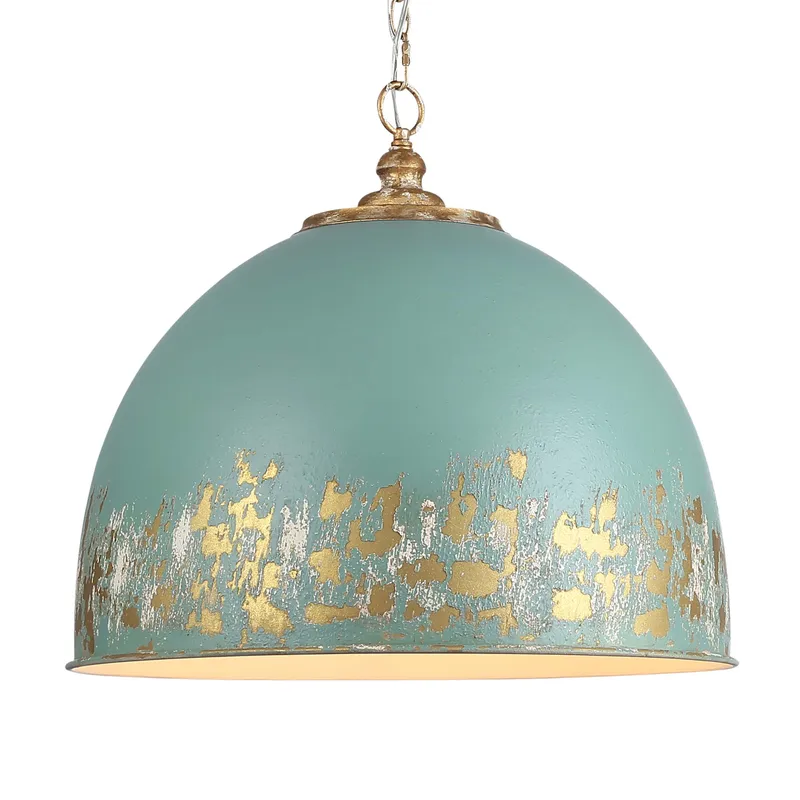 Golden Lighting Alison 5-light Pendant in Vintage Gold and Antique Teal shade — Golden Lighting LED Pendant Lights  