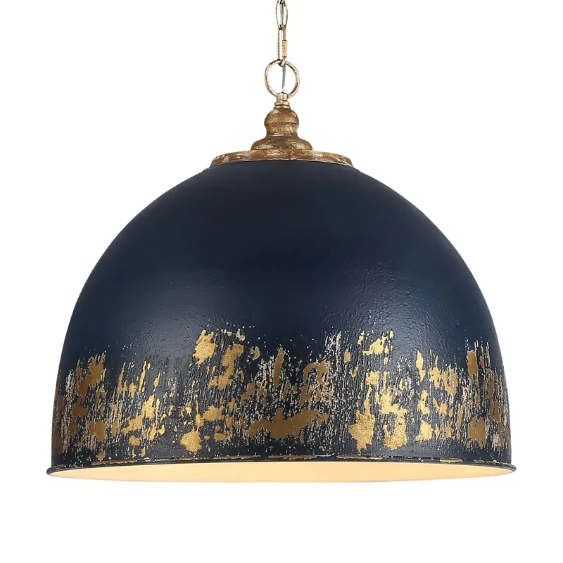 Golden Lighting Alison 5-light Pendant in Vintage Gold and Antique Matte Navy shade — Golden Lighting LED Pendant Lights  