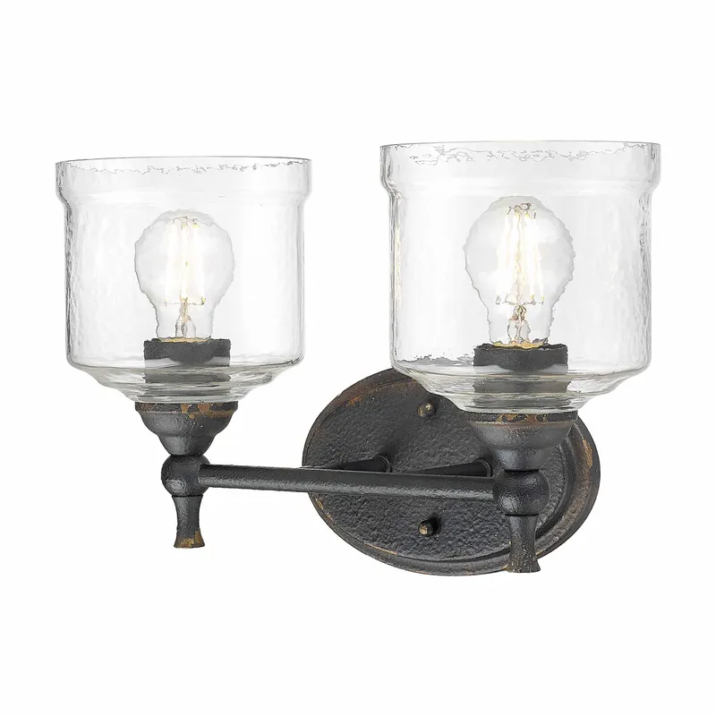 Golden Lighting Keating 2-light Vanity in Antique Black Iron — Golden Lighting LED Wall Lights  
