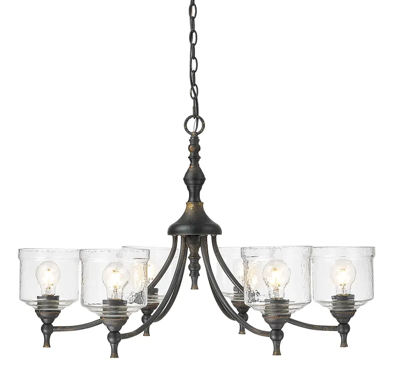 Golden Lighting Keating 6-light Chandelier in Antique Black Iron — Golden Lighting LED Pendant Lights  