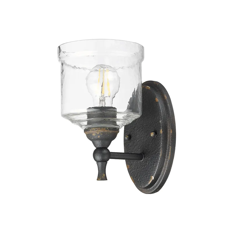 Golden Lighting Keating 1-light Wall Sconce in Antique Black Iron — Golden Lighting LED Wall Lights 100.0W 