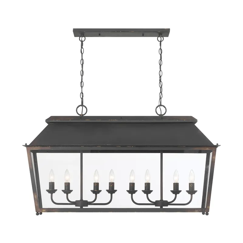 Golden Lighting Abingdon 8-light Island Light in Antique Black Iron — Golden Lighting LED Pendant Lights 60.0W 