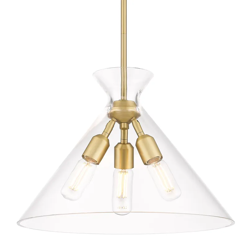 Golden Lighting Malta 3-light Pendant in Brushed Champagne Brass — Golden Lighting LED Pendant Lights 60.0W 
