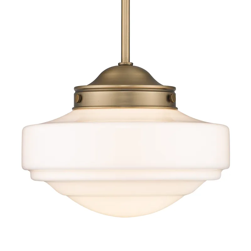 Golden Lighting Ingalls 1-light 12in Pendant in Modern Brass and Vintage Milk Glass — Golden Lighting LED Pendant Lights  