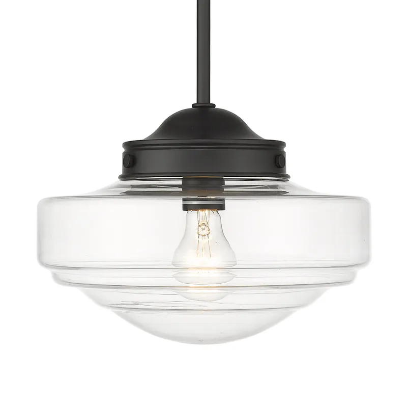 Golden Lighting Ingalls 1-light 12in Pendant in Matte Black and Clear Glass — Golden Lighting LED Pendant Lights  