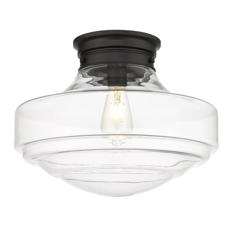 Golden Lighting Ingalls 1-light 16in Semi-Flush Mount in Matte Black and Clear Glass — Golden Lighting LED Ceiling Lights  