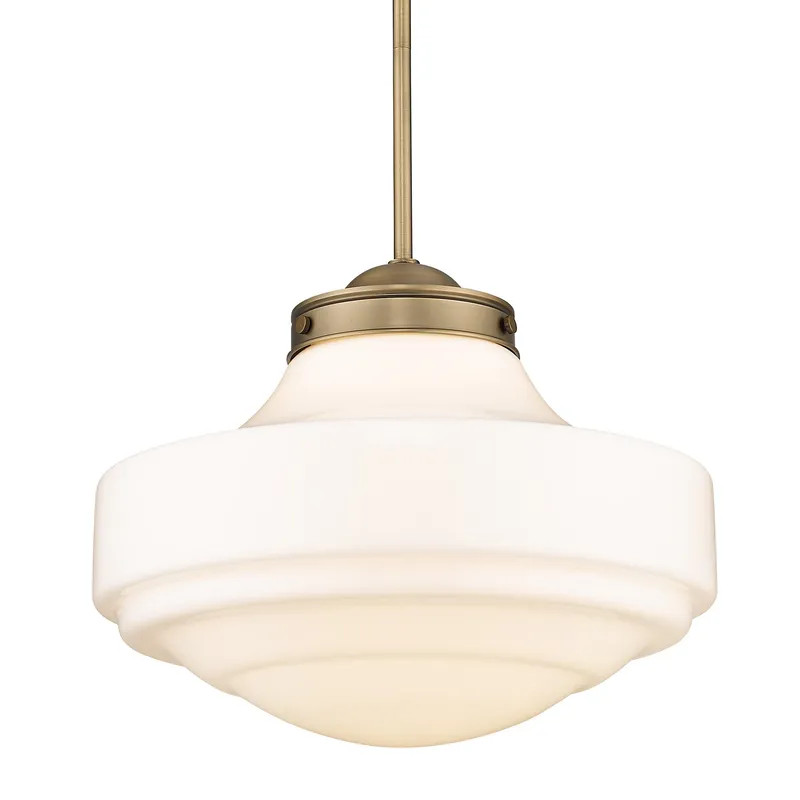 Golden Lighting Ingalls 1-light 16in Pendant in Modern Brass and Vintage Milk Glass — Golden Lighting LED Pendant Lights  