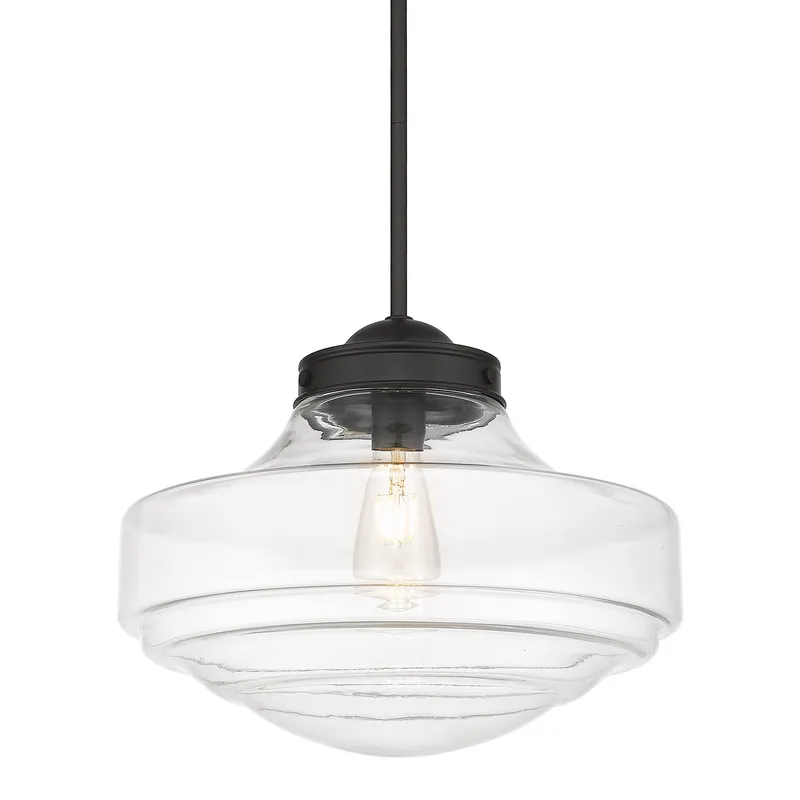 Golden Lighting Ingalls 1-light 16in Pendant in Matte Black and Clear Glass — Golden Lighting LED Pendant Lights  