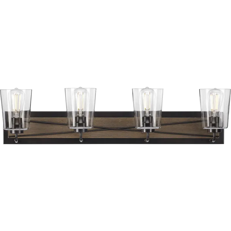 Briarwood Collection Four-Light Clear Glass Bath Vanity Light — Progress Lighting LED Wall Lights  