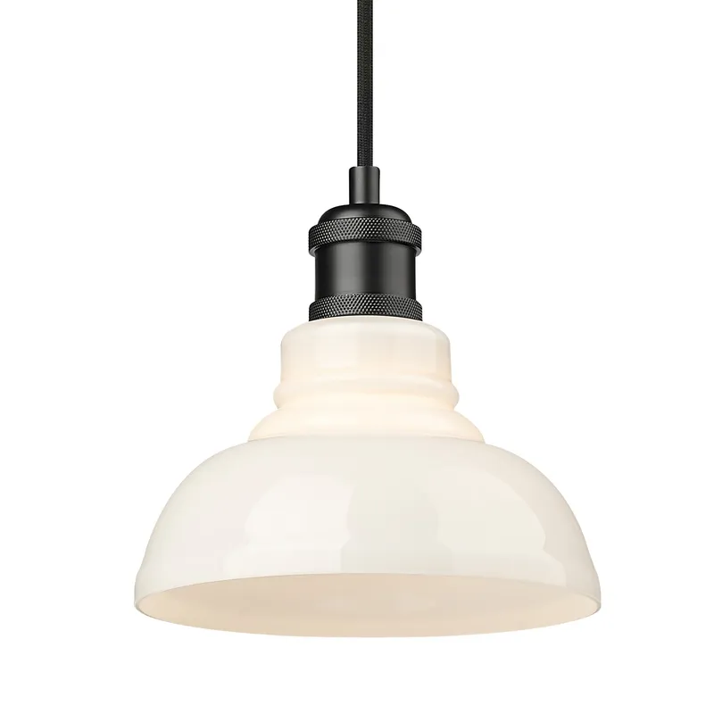Yep by Golden Lighting Carver 1-light Pendant in Matte Black and Vintage Milk Glass — Golden Lighting LED Pendant Lights 60.0W 