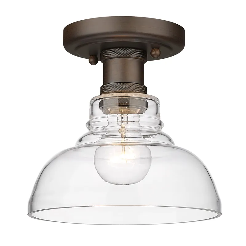 Yep by Golden Lighting Carver 1-light Flush Mount in Rubbed Bronze — Golden Lighting LED Ceiling Lights  
