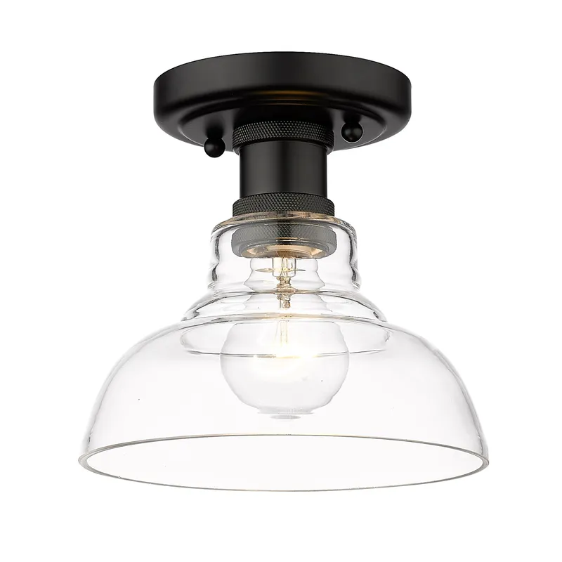 Yep by Golden Lighting Carver 1-light Flush Mount in Matte Black and Clear Glass — Golden Lighting LED Ceiling Lights  