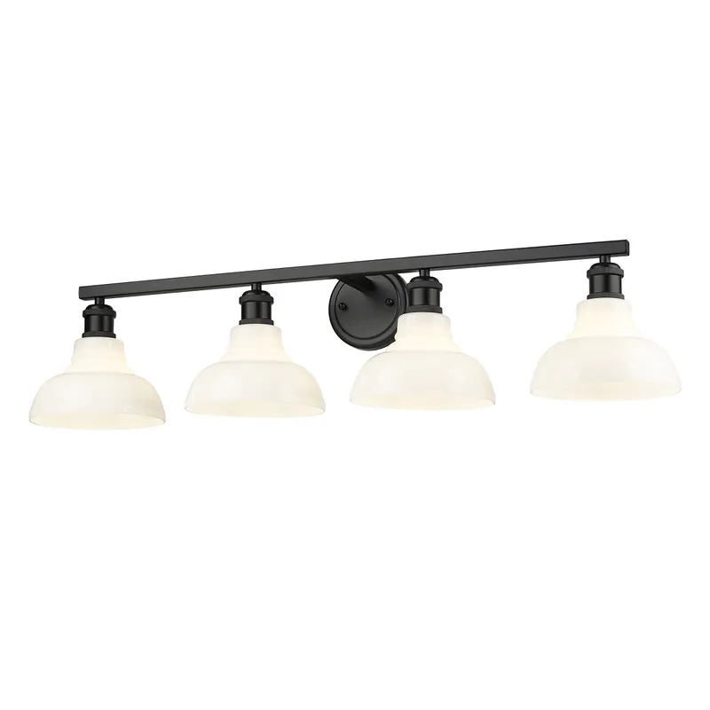 Yep by Golden Lighting Carver 4-light Vanity in Matte Black and Vintage Milk Glass — Golden Lighting LED Wall Lights 60.0W 