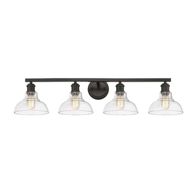 Yep by Golden Lighting Carver 4-light Vanity in Matte Black and Clear Glass — Golden Lighting LED Wall Lights  