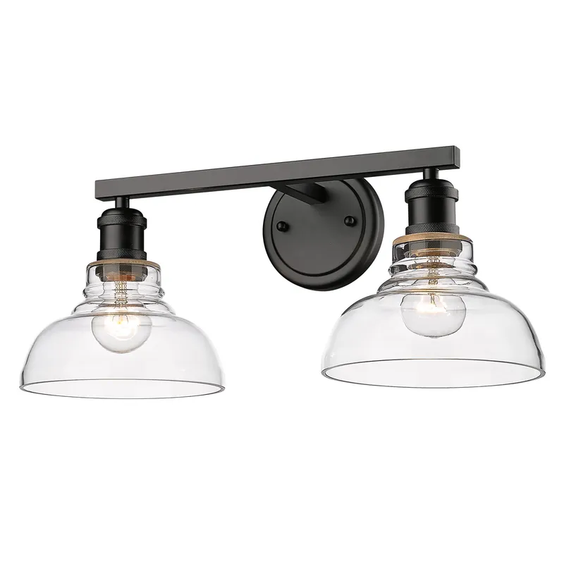 Yep by Golden Lighting Carver 2-light Vanity in Matte Black and Clear Glass — Golden Lighting LED Wall Lights  