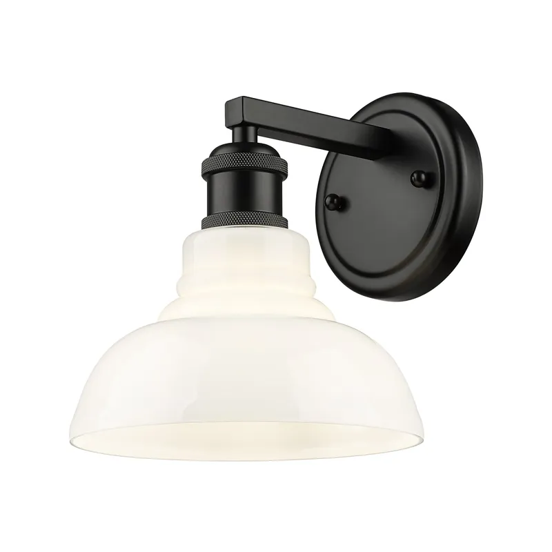 Yep by Golden Lighting Carver 1-light Vanity in Matte Black and Vintage Milk Glass — Golden Lighting LED Wall Lights 60.0W 