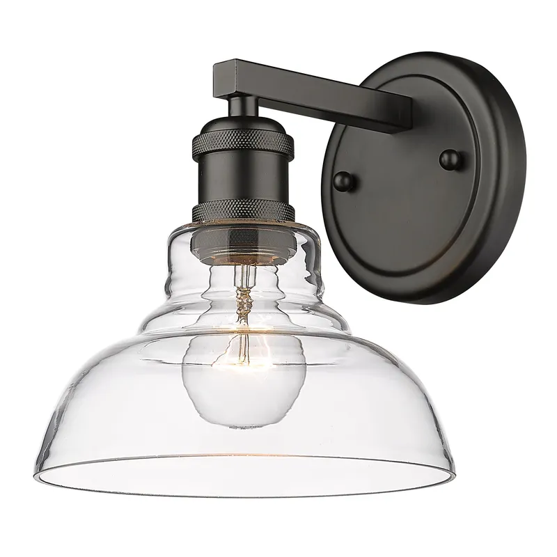 Yep by Golden Lighting Carver 1-light Vanity in Matte Black and Clear Glass — Golden Lighting LED Wall Lights 60.0W 