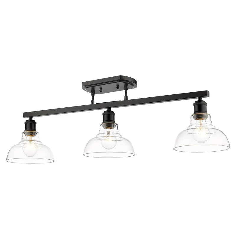 Yep by Golden Lighting Carver 3-light Semi-Flush Mount in Matte Black and Clear Glass — Golden Lighting LED Pendant Lights  