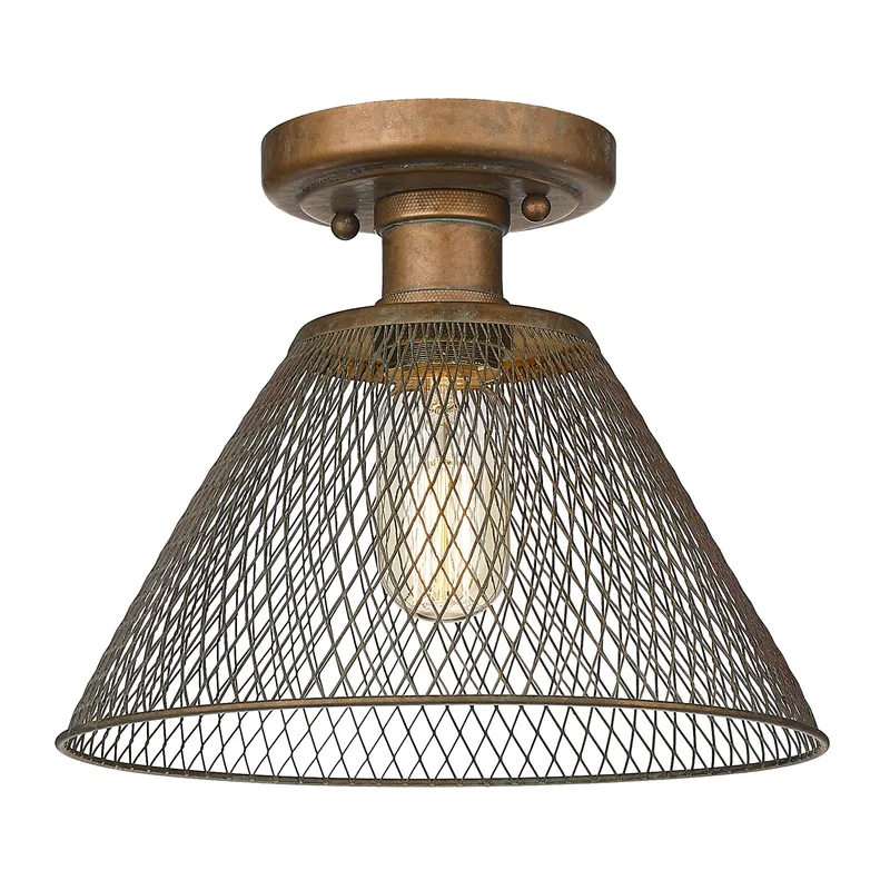 Yep by Golden Lighting Carver 1-light Semi-Flush Mount in Copper Patina — Golden Lighting LED Ceiling Lights 100.0W 