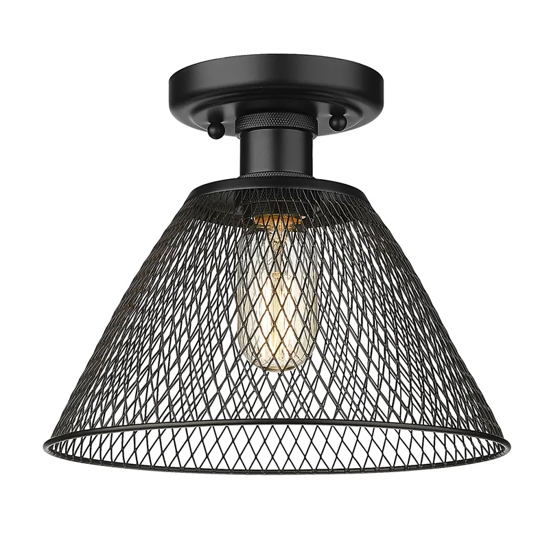 Yep by Golden Lighting Carver 1-light Semi-Flush Mount in Matte Black — Golden Lighting LED Ceiling Lights 100.0W 
