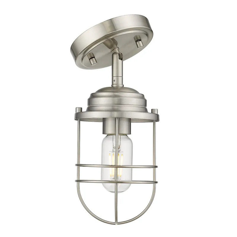 Golden Lighting Seaport 1-light Semi-Flush Mount in Pewter — Golden Lighting LED Ceiling Lights 60.0W 