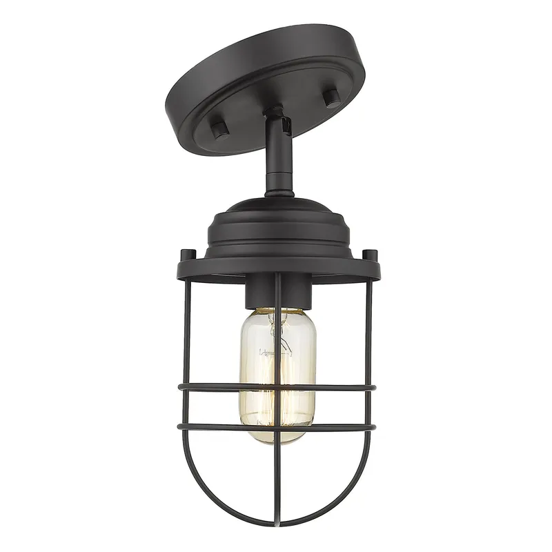 Golden Lighting Seaport 1-light Semi-Flush Mount in Matte Black — Golden Lighting LED Ceiling Lights 60.0W 