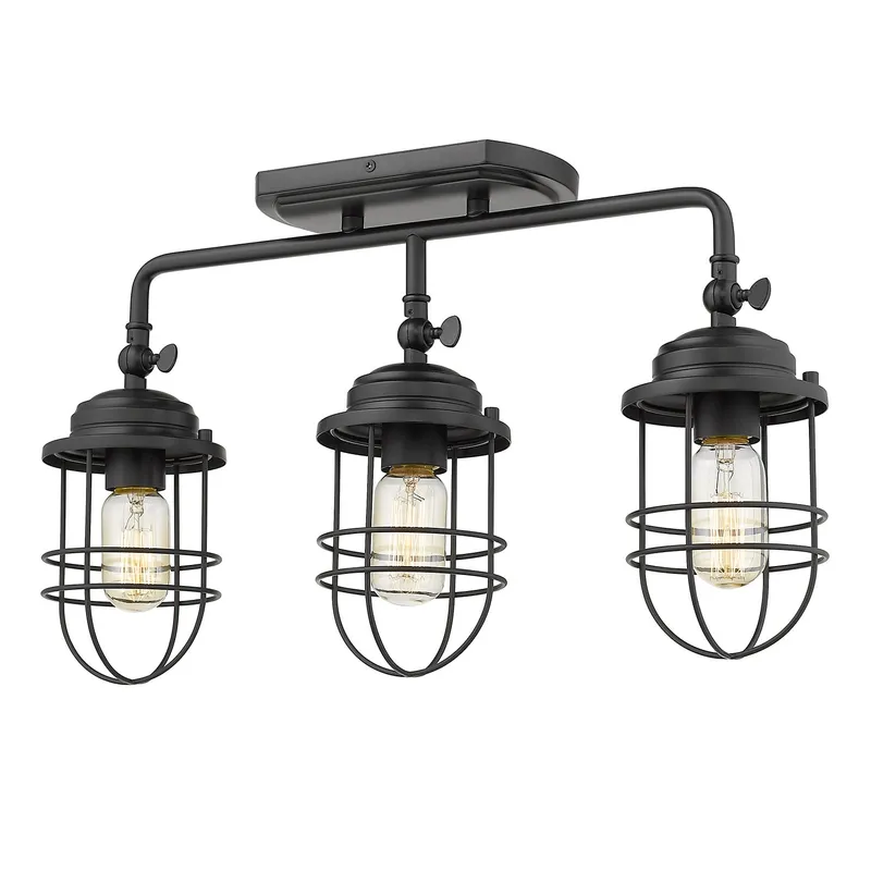 Golden Lighting Seaport 3-light Semi-Flush Mount in Matte Black — Golden Lighting LED Ceiling Lights  