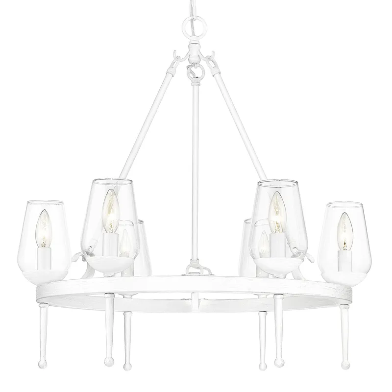 Golden Lighting Regent 6-light Chandelier in Textured White Plaster — Golden Lighting LED Pendant Lights 60.0W 