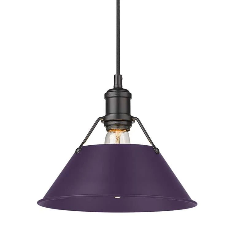 Yep by Golden Lighting Orwell 1-light 14in Pendant in Matte Black and Exotic Purple shade — Golden Lighting LED Pendant Lights  