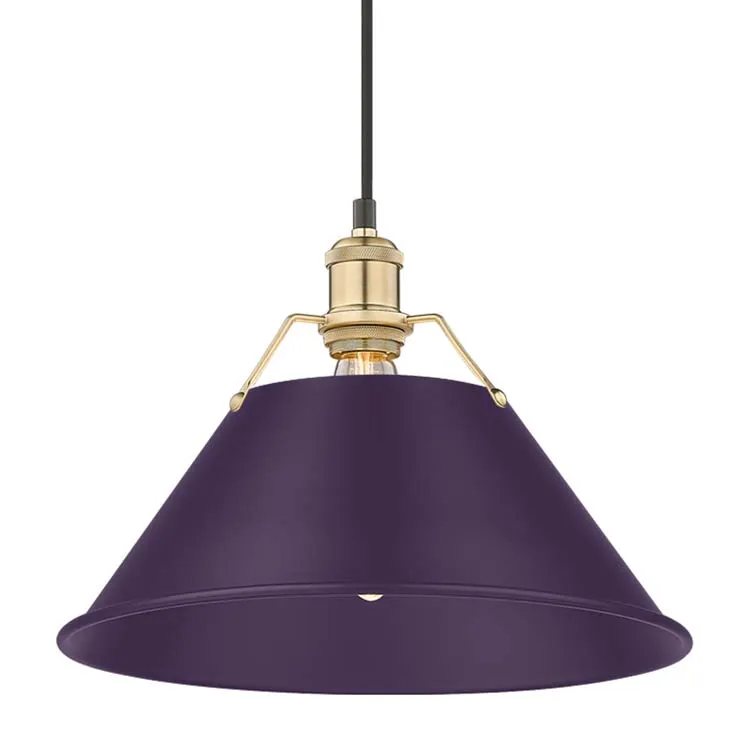 Yep by Golden Lighting Orwell 1-light 14in Pendant in Brushed Champagne Brass and Exotic Purple shade — Golden Lighting LED Pendant Lights  