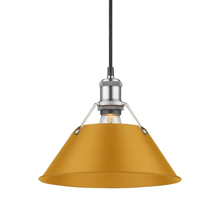 Yep by Golden Lighting Orwell 1-light 14in Pendant in Pewter and Auric Yellow shade — Golden Lighting LED Pendant Lights 100.0W 