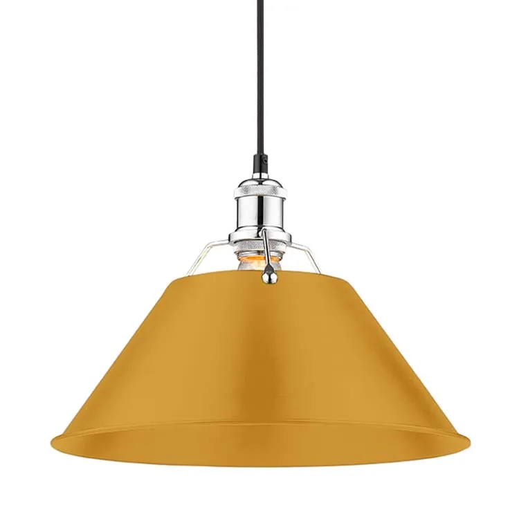 Yep by Golden Lighting Orwell 1-light 14in Pendant in Chrome and Auric Yellow shade — Golden Lighting LED Pendant Lights 100.0W 