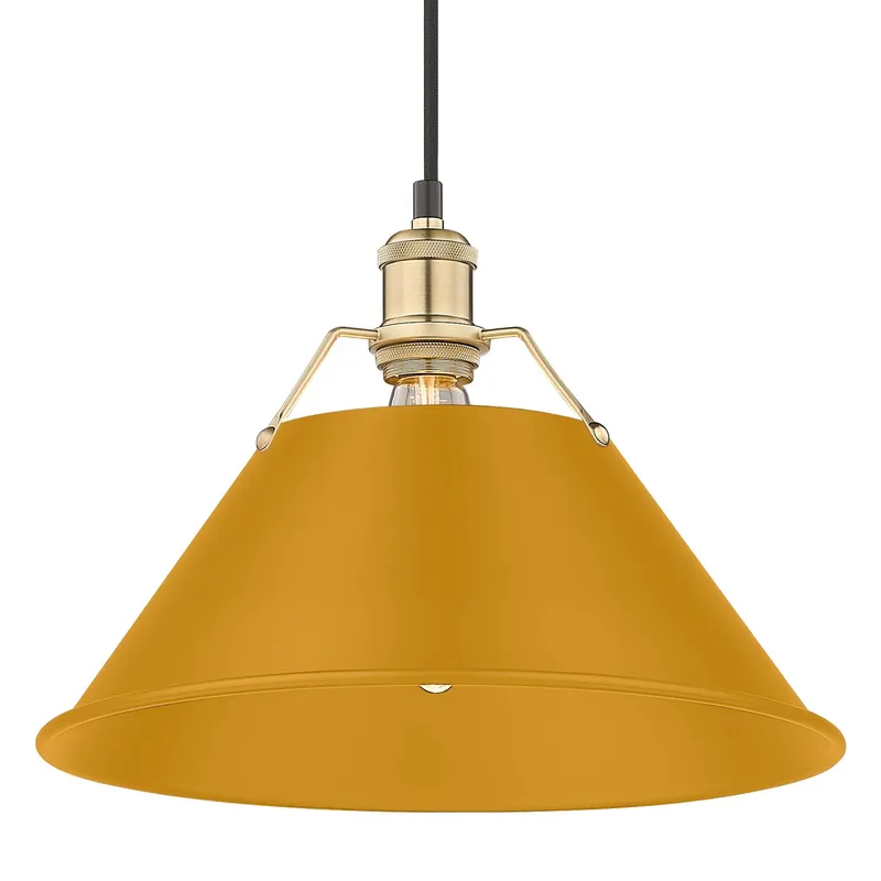 Yep by Golden Lighting Orwell 1-light 14in Pendant in Brushed Champagne Brass and Auric Yellow shade — Golden Lighting LED Pendant Lights 100.0W 