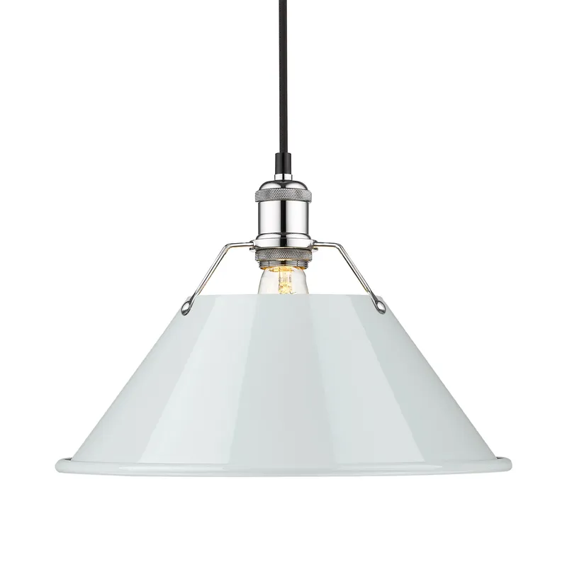 Yep by Golden Lighting Orwell 1-light 14in Pendant in Chrome and Dusky Blue shade — Golden Lighting LED Pendant Lights 100.0W 