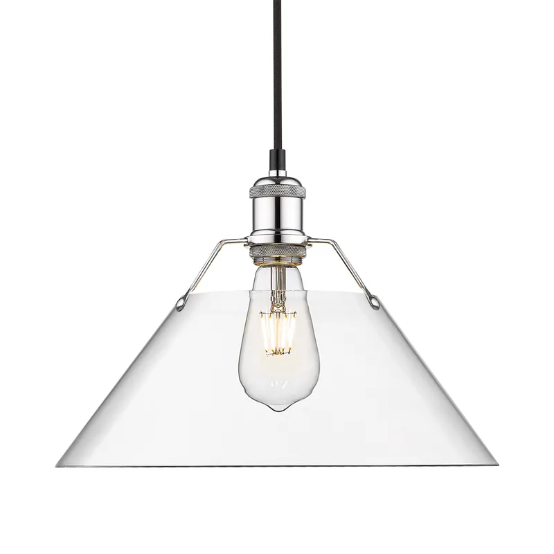 Yep by Golden Lighting Orwell 1-light 14in Pendant in Chrome and Clear Glass — Golden Lighting LED Pendant Lights 100.0W 