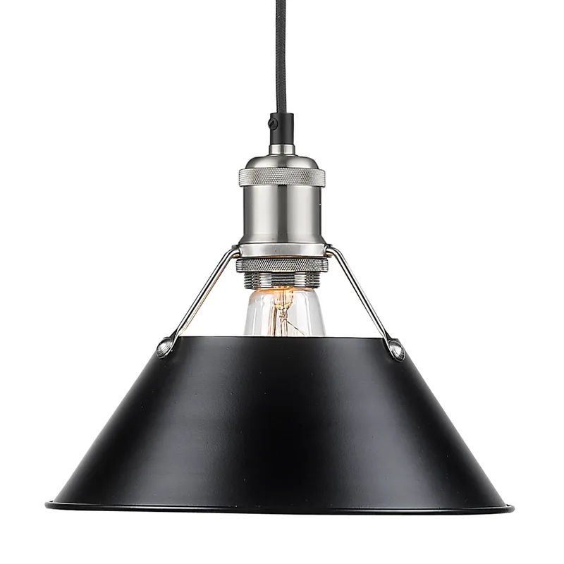 Yep by Golden Lighting Orwell 1-light 14in Pendant in Chrome and Matte Black shade — Golden Lighting LED Pendant Lights  