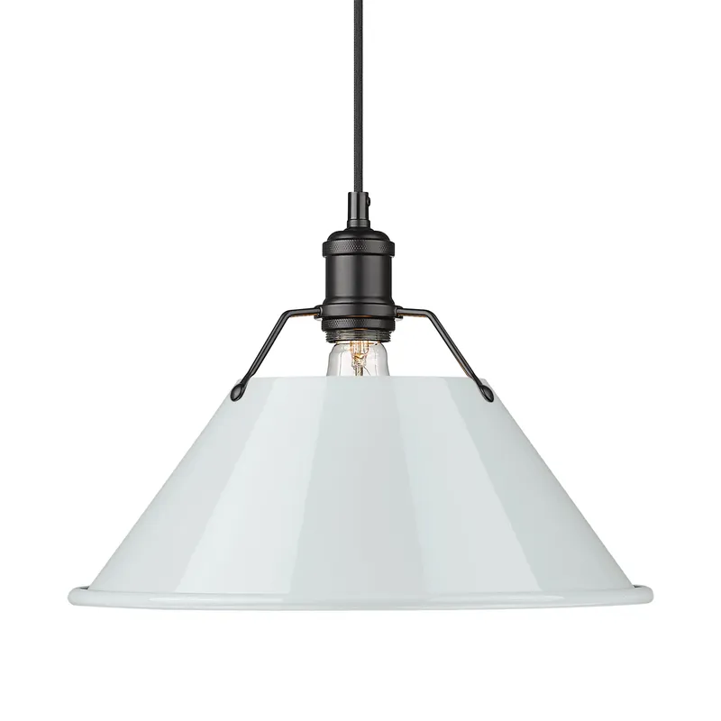 Yep by Golden Lighting Orwell 1-light 14in Pendant in Matte Black and Dusky Blue shade — Golden Lighting LED Pendant Lights  