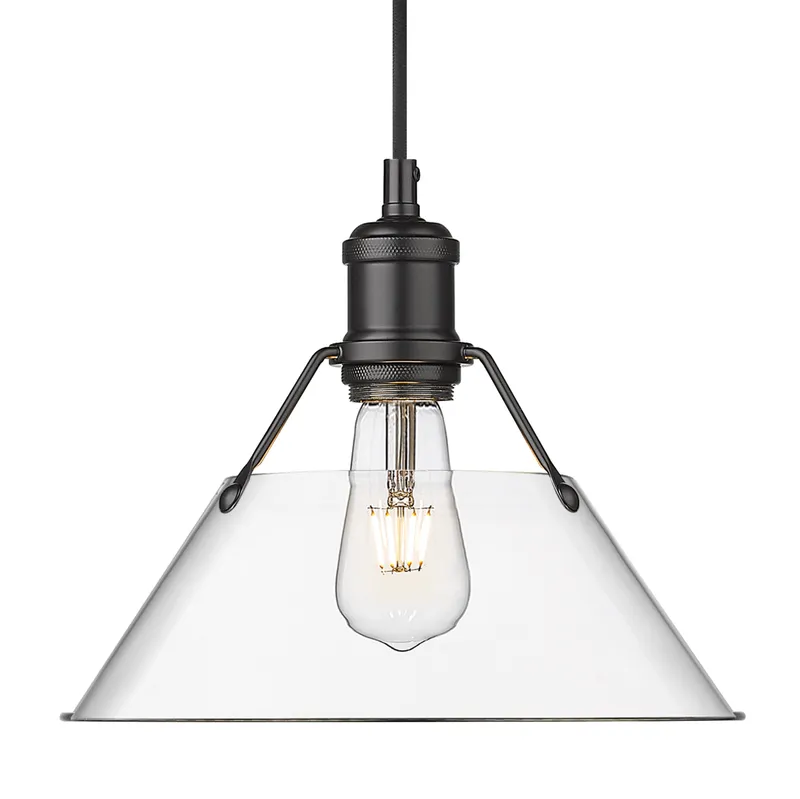 Yep by Golden Lighting Orwell 1-light 14in Pendant in Matte Black and Clear Glass — Golden Lighting LED Pendant Lights  