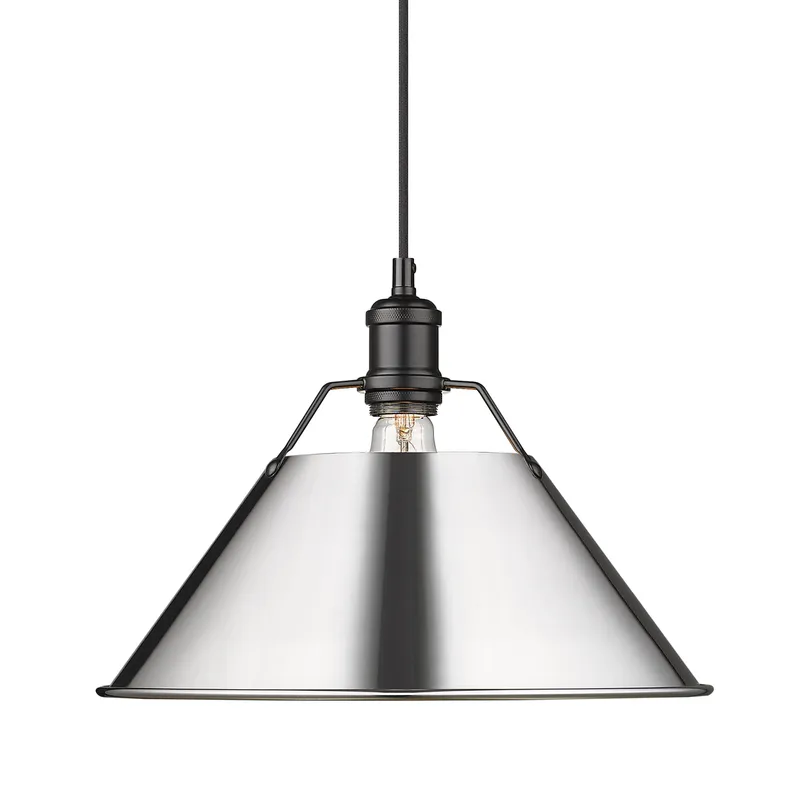 Yep by Golden Lighting Orwell 1-light 14in Pendant in Matte Black and Chrome shade — Golden Lighting LED Pendant Lights  
